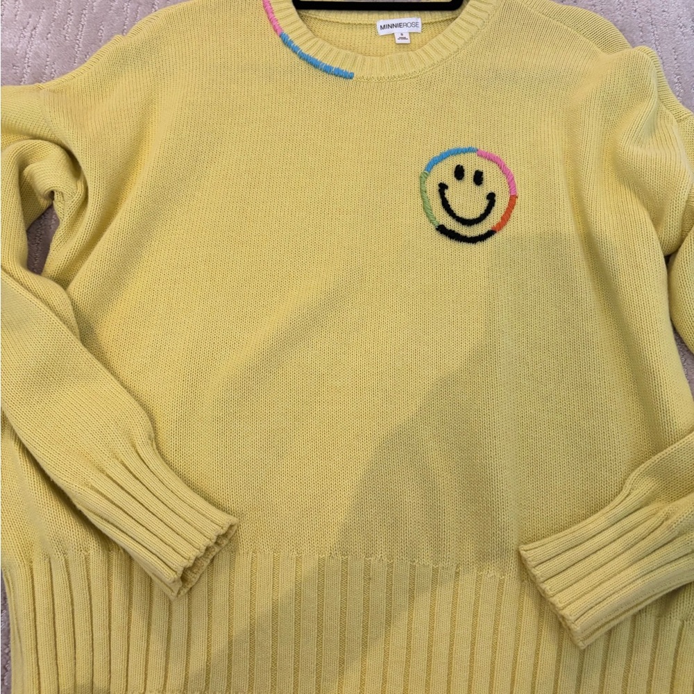 Minnie Rose Yellow Smiley Sweater